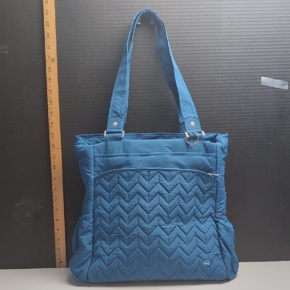 Lug Teal Blue Travel Tote Shoulder Bag Multi Pockets